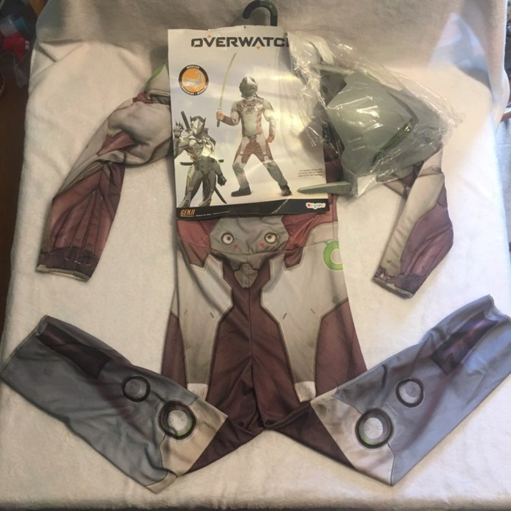 Disguise Genji Costume Kids M 7-8 Grey New Muscle Padded Mask Overwatch